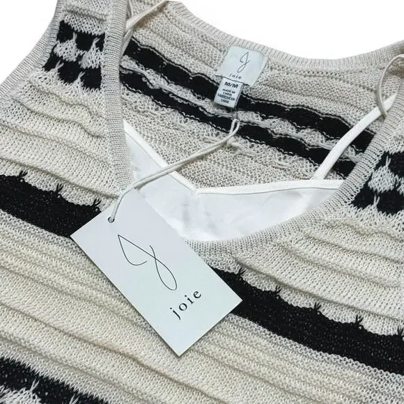 New $249 JOIE Crochet Knit Midi Dress Sleeveless Striped Ivory Coastal Chic M - Picture 11 of 15